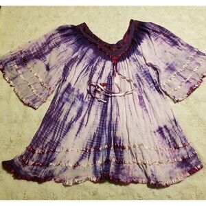 Women's Shirt One Size Crochet Bell Sleeve Lace Gauzy Fairy Retro Top